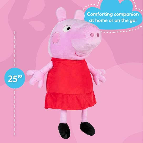 KIDS PREFERRED PEPPA PIG PLUSH, SUPER SOFT STUFFED ANIMAL, EMBROIDERED DETAILS, FOR TODDLER BOYS & GIRLS – 25 INCH SIZE