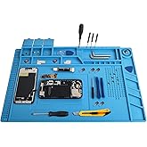 Professional Silicone Soldering Pad 932°F Heat-Resistant - 17.7“ x 11.8” Anti-Static Repair Workstation with Magnetic Area an