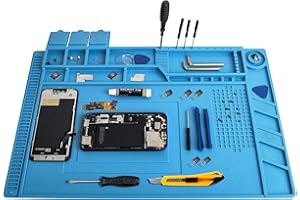 SMLIROP Heat Resistant 932°F Soldering Mat, Large Anti-static Mat, Electronic Repair Desk Mat, Silicone Work Mat, Mat for Mobile Phones, Computers and other Electronic Equipment Repair 17.7'' *11.8 ''