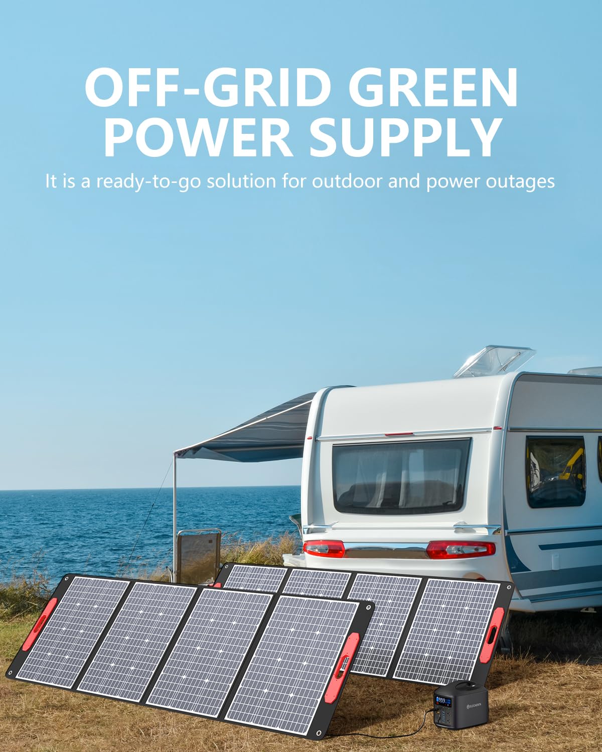 ELECAENTA 300W Portable Solar Panel for Power Station Generator, 25% High Efficiency, Ultra Lightweight, 39V Foldable ETFE Portable Solar Charger for Outdoor RV Camping Off-Grid Rooftops Emergency