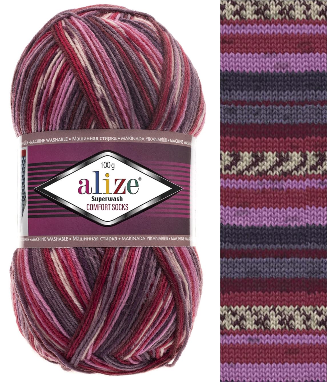 Sock Yarn 100 g Superwash Comfort Sock Wool 420 m 75% SW Wool - 25% Polyamide Hand Knitting Yarn Multicoloured Sweater Vest Cardigan Blouse Scarve Hat Beanie Bootie Mitten Beret (2698)