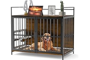 LOVMOR Dog Crate Furniture-Style Cages for Dogs Indoor Heavy Duty Super Sturdy Dog Kennels with 2 Stainless Steel Bowls and Dog Pad (41Inch = Int.dims: 39.7" W x 22.4" D x 25.1" H)