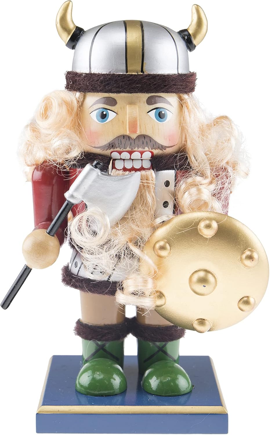 Nutcrackers - Clever Creations Blue Viking 7 Inch Chubby Wooden Nutcracker, Festive Christmas Décor for Shelves and Tables
