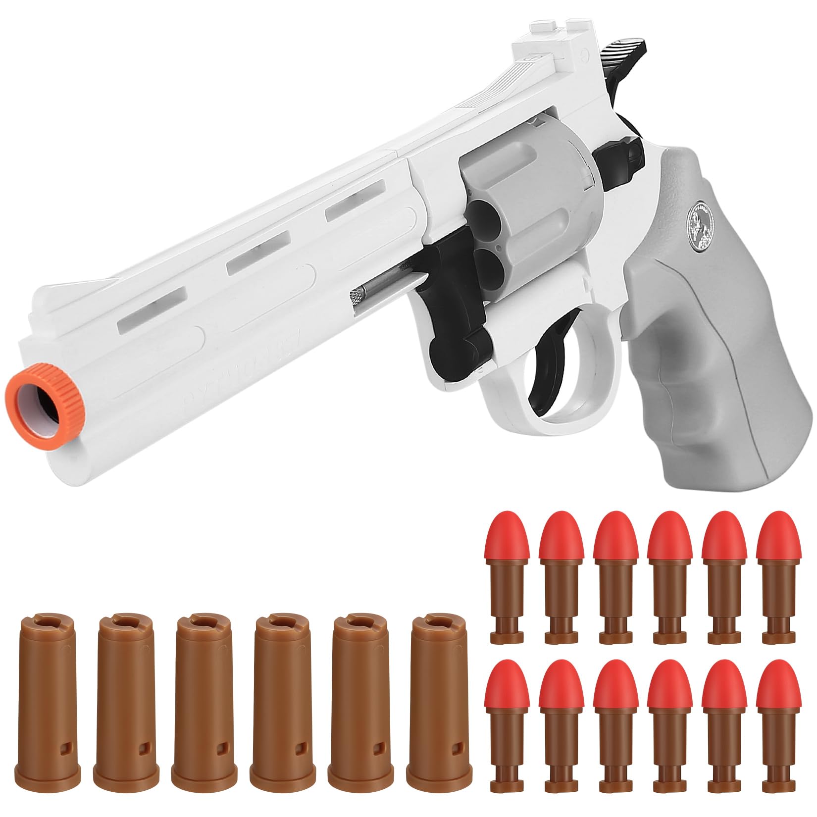 Toy Revolver Gun with 10 Soft Foam Darts & 6 Shells, Soft Blaster Toys Pistols with Shell Ejection, Shell Ejecting Toy Guns for Boys Birthday Gifts