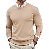 Runcati Mens Crewneck Sweaters Casual Knit Lightweight Dress Sweater Long Sleeve Slim Fit Fall Winter Pullover