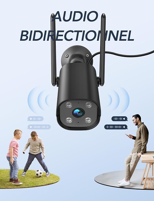 Cámara Vigilancia WiFi Exterior 2K 3MP, Visión Nocturna 15m, Notificaciones en Tiempo Real, Ángulo 110°, IP65 Impermeable, Detección de Movimiento AI, Sirena, Compatible con Alexa — foto 4 de 8