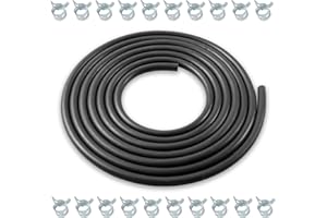 WOTIAN 3/16 Inch ID Fuel Line Hose 10 Feet for Honda Predator Champion Predator Generac Small Engine Generator Mini Bike Go-Kart Rubber Gas Line Hose w/ 20 Clamps