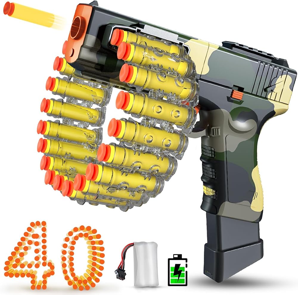 VATOS Electric Foam Blaster Toy 2-Mode Chain Mag 40 Darts Gift Boys Girls 6+