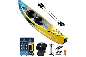HEYBOARD Inflatable Kayak Fishing Kayak for Adults Portable Touring Kayak Canoe with Wheeled Backpack, Seats, Pump and Paddles, Full Drop Stitch Construction