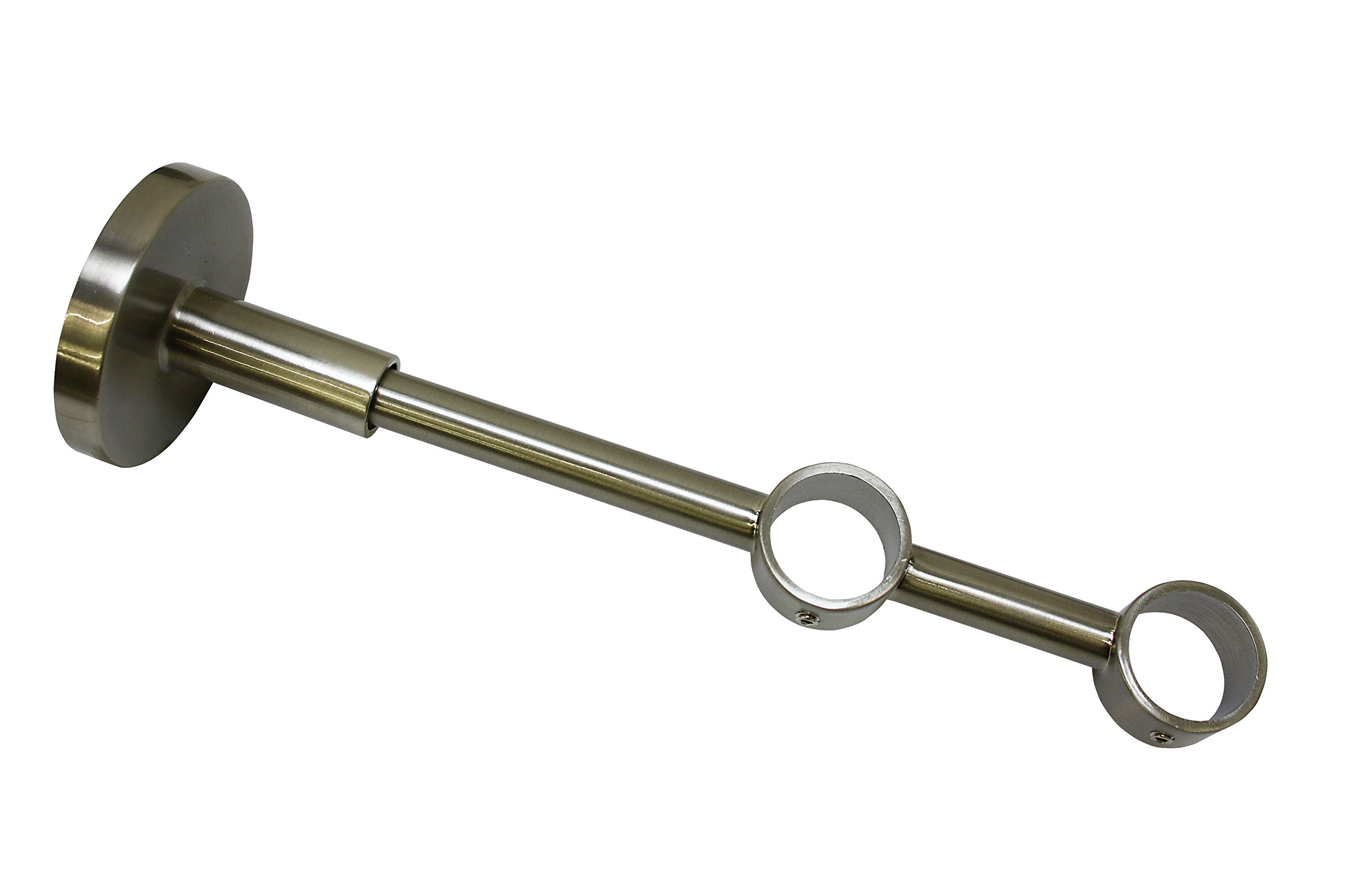 Gardinia Double Bracket with Mounting Plate for Curtain Rods, 2-Rod Holder, Closed, Mounting Kit Included, Chicago Series, 20 mm Diameter, Stainless Steel Finish