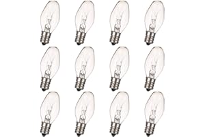 12 Pack 15W 110 Volt E12 Socket C7 Replacement Bulbs for Night Lights, Salt Lamp Light Bulbs and Diffuser Salt Lamp