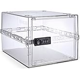 Lockabox One&trade; 10L Lockable Storage Box and Lock Box with Code (Crystal) | Combination lock box and refrigerator lock box for snacks. 12.2 x 8.3 x 6.7 in. 3-digit lock. Medical-grade polycarbonate.