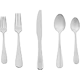 Amazon Basics 20-Piece Stainless Steel Flatware Set with Round Edge, Service for 4