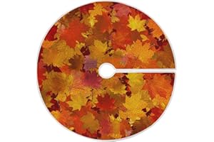 SUABO Maple Autumn Leaves Christmas Tree Skirt 48 Inch,Fall Tree Skirt Xmas Tree Floor Door Mat for Thanksgiving Party Decoration Decor Home Indoor Outdoor
