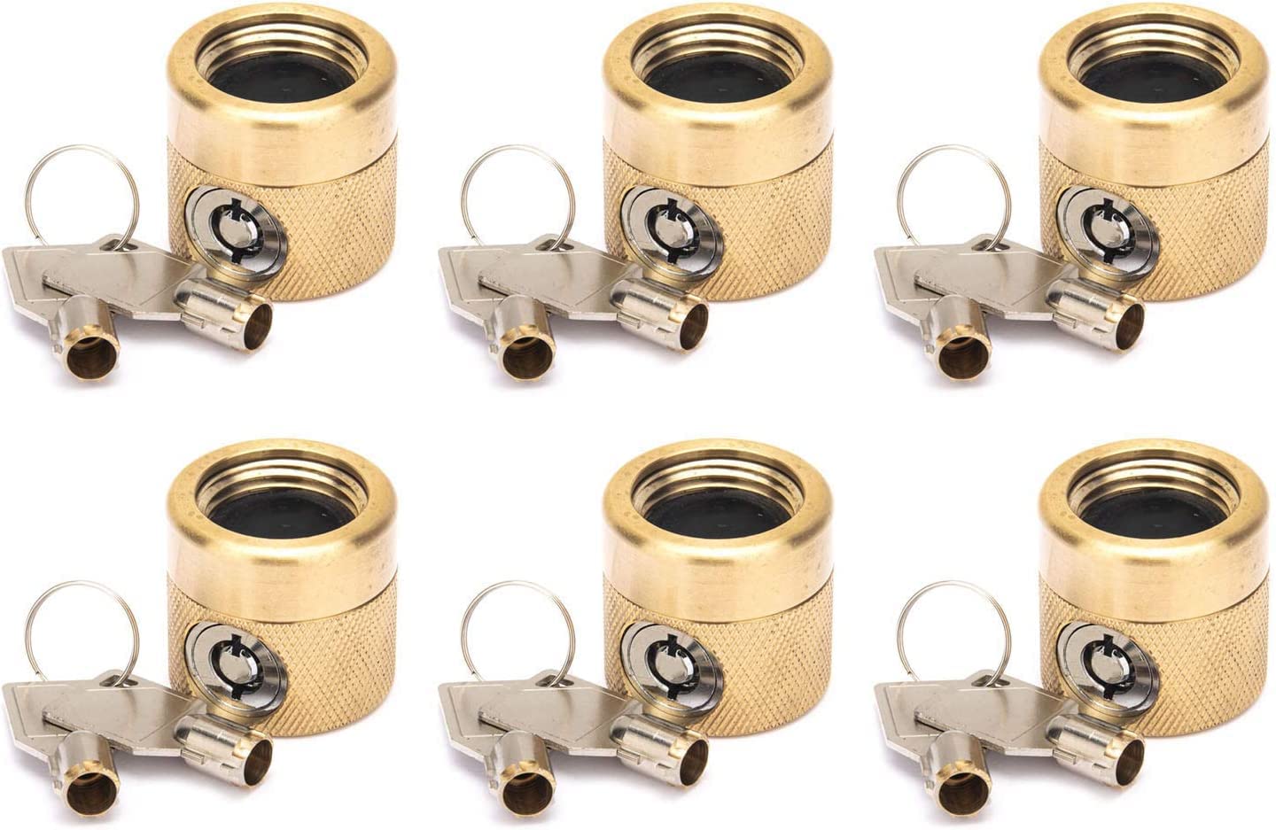 Flow Security Systems The FaucetLock | Heavy Duty Brass Construction | Prevents Water Theft & Secures Outdoor Bibbs | Promotes Water Conservation | Keyed The Same | FSS 50 | 6 Pack