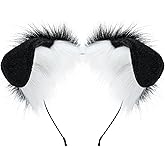 BNLIDES Handmade Plush Ears Headwear Dalmatian Dog Ears Headband Adult Cosplay Accessory for Halloween, Christmas