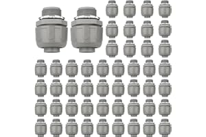 HDHAODA Conduit Connectors, 3/4 Inch Liquid Tight Connector NPT Non-Metallic for PVC Electrical Flexible Conduit Fittings, 180 Degree Straight, UL Listed for Home Outdoor Tubes Tools, Grey (50-Pack)
