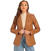 Allegra K Faux Leather Jacket for Women's Lapel Collar PU Biker Moto Casual Oversized Blazer