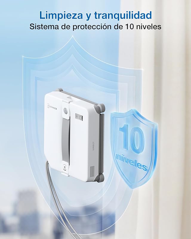 WINBOT Mini 2 Robot Limpiacristales, Cepillos Laterales para Esquinas y Pulverización Ultrasónica, Ultrafino para Ventanas Estrechas, Navegación Inteligente, 6 Modos App, Protección 10 Niveles