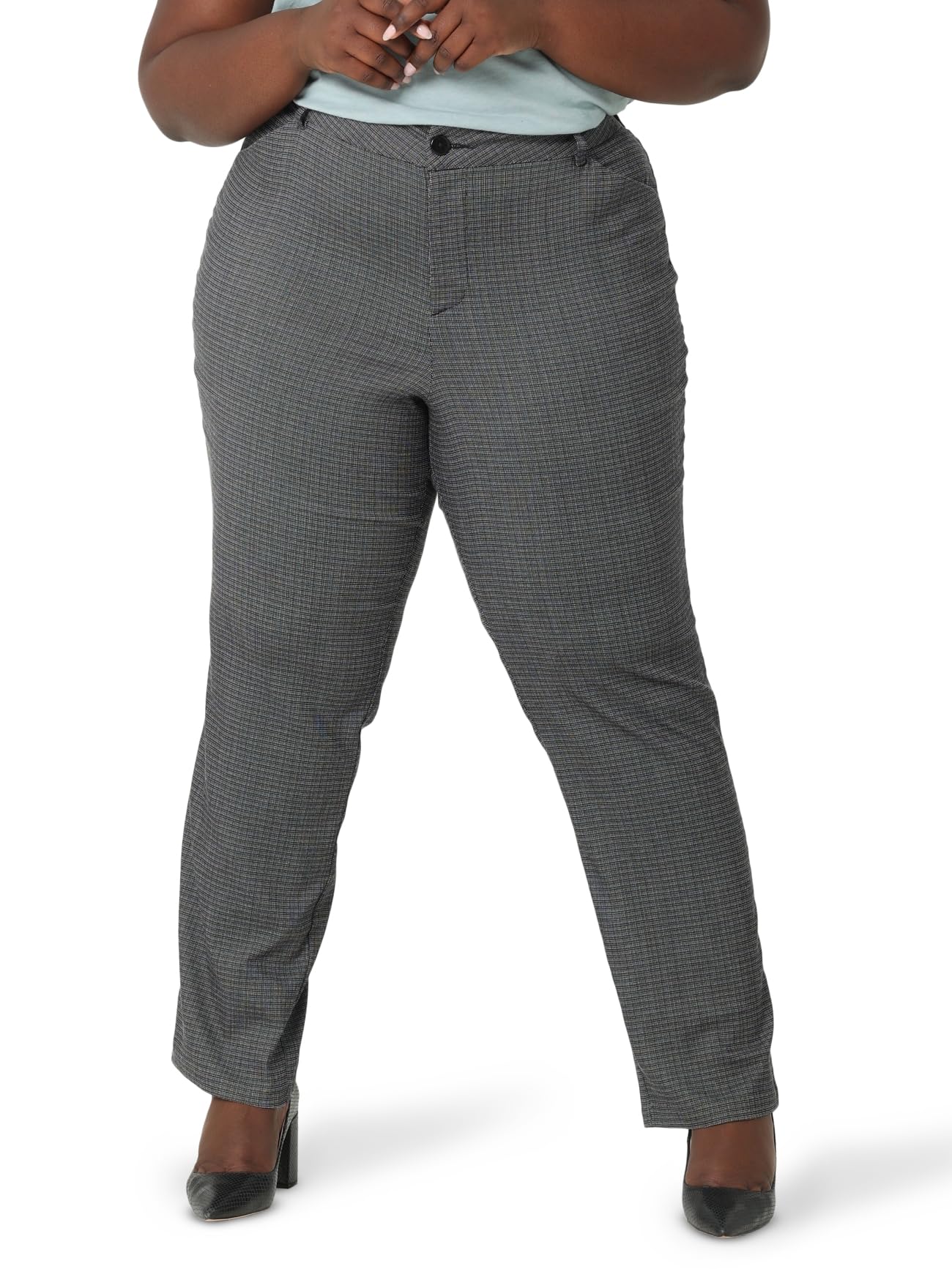 Lee Women's Size Wrinkle Free Relaxed Fit Straight Leg Pant, Black