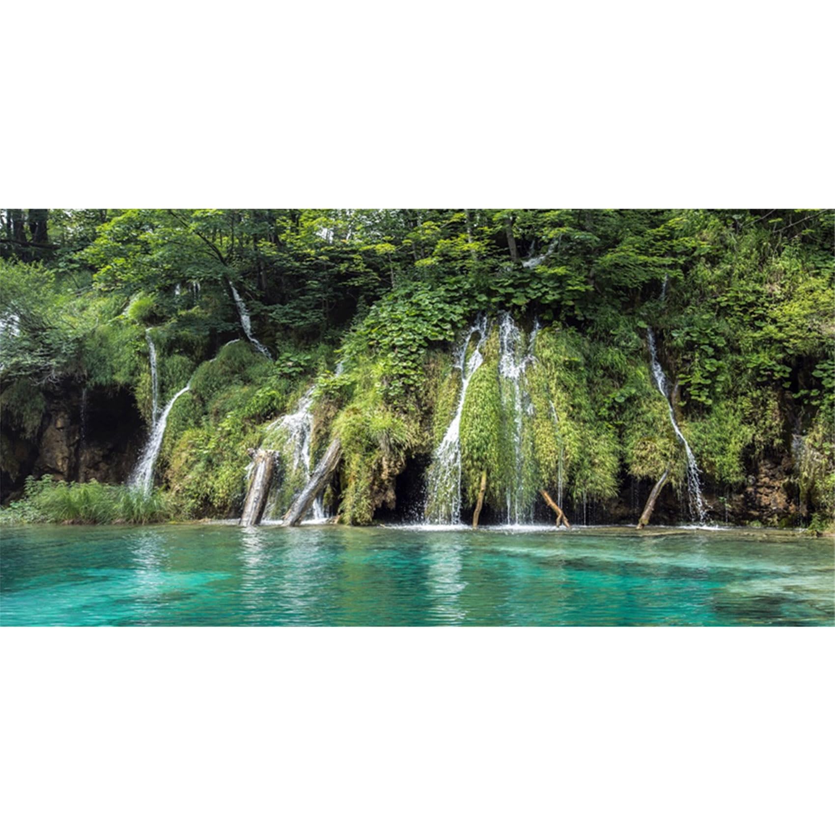 MIRRORANG 91x41cm Waterfall Terrarium Background Tropical Rainforest Aquarium Background Blue Lake Green Tree Reptile Habitat Background Vinyl — image 1