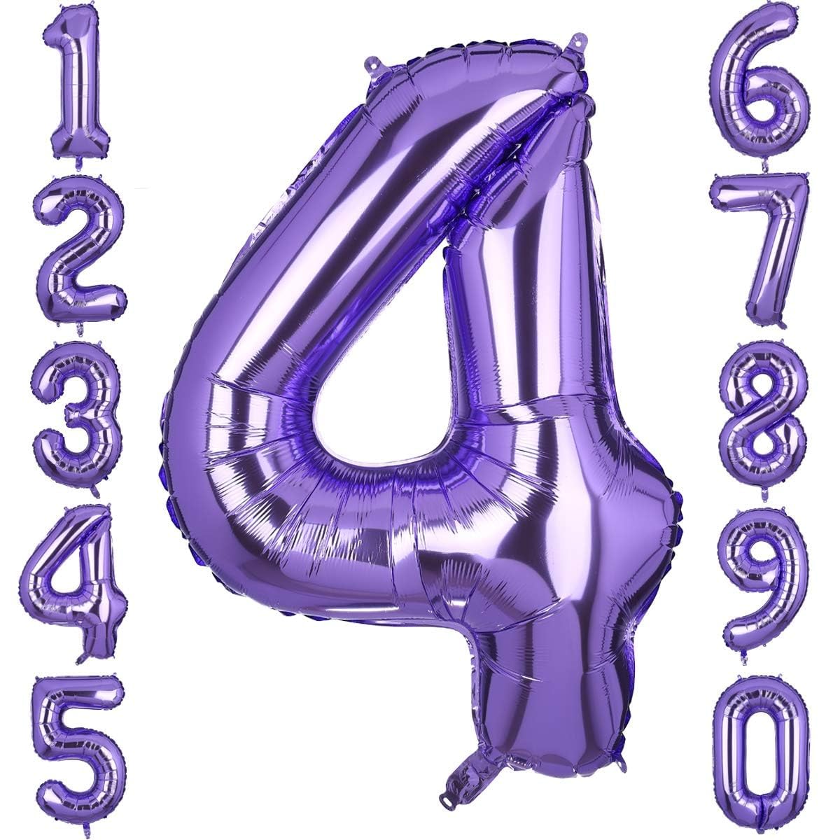 40 Inch Large Foil Number 4 Balloons Purple Big Mylar Helium Balloon Birthdays Party Decorations Supplies Girls