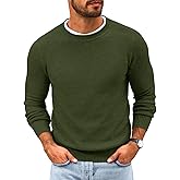 Runcati Mens Crewneck Sweater Casual Textured Knitted Thermal Pullover Sweaters