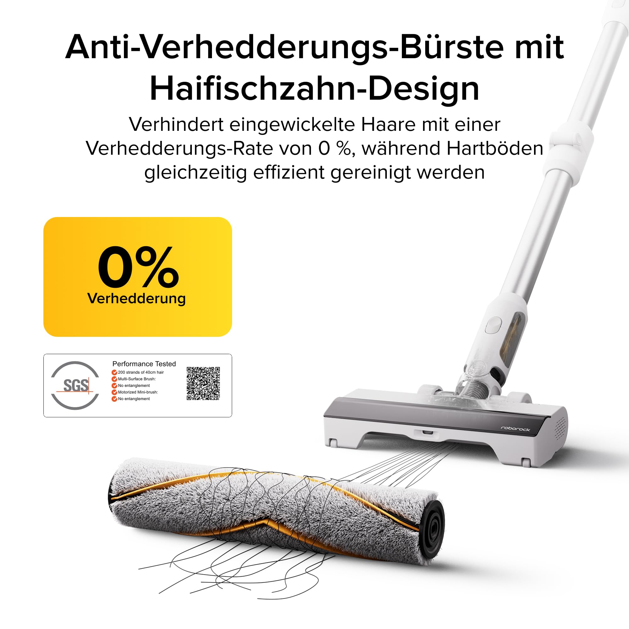 roborock H60 Akku Staubsauger, 27000Pa/300W/60 Min Akkusauger, 90° Flexibles Rohr, Staubsauger Kabellos, stielstaubsauger mit Anti-Tangle Bürste für Teppiche, Hartböden, Tierhaare, Auto 5