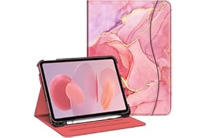 Fintie Case for iPad 10th Generation 10.9 Inch (2022 Model), Multi-Angle Viewing Protective Stand Cover with Pencil Holder & Pocket, Auto Sleep/Wake, Marble Pink