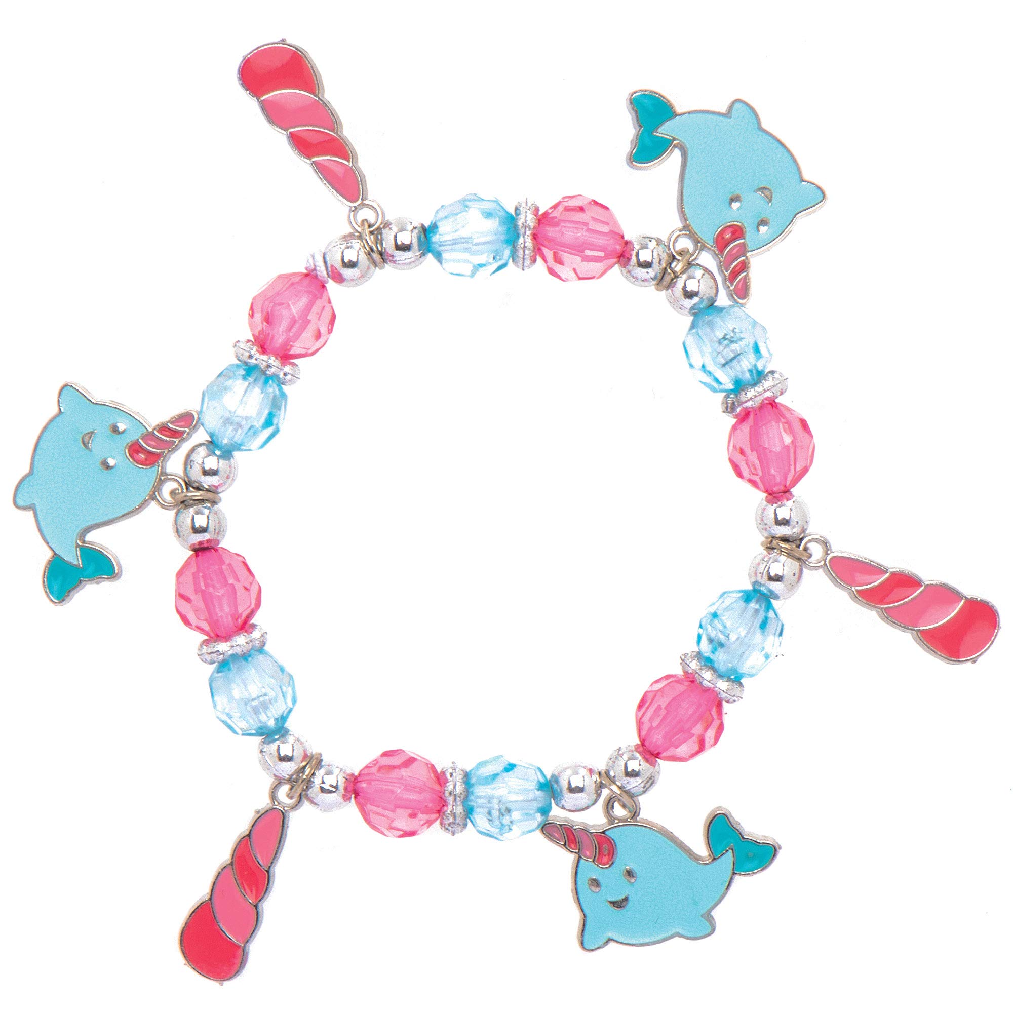 Baker Ross Unicorn Whale Bracelet - Pack of 3, Jewellery Making Craft Kit, Charm Bracelet for Kids (AT720)