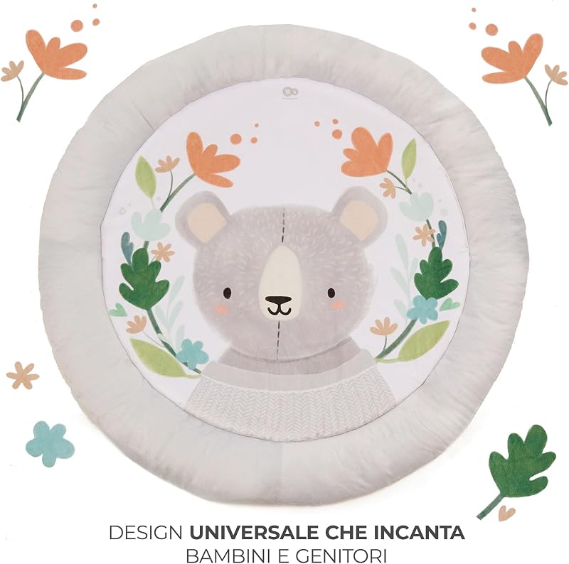 Kinderkraft COZYPLAY Palestrina Interattiva per Bambini, Tappetino educativo con Archi con Giocattoli, Lavabile in Lavatrice, Facile da riporre, Grigio