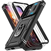 Gritup for Samsung Galaxy A57 5G Phone Case with Camera Cover | 2*Screen Protector &amp; 360&deg; Rotating Ring Kickstand, Military Grade Protective Cover para Samsung A 57, Black