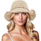 DOCILA Straw Bucket Hat for Women Fashion Print Straws Sun Hats Packable Lightweight Summer Beach Fisherman Caps