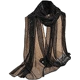 Floerns Women's Sequin Bandana Square Scarf Silk Scarves Mesh Shawl and Wrap for Evening Dresses