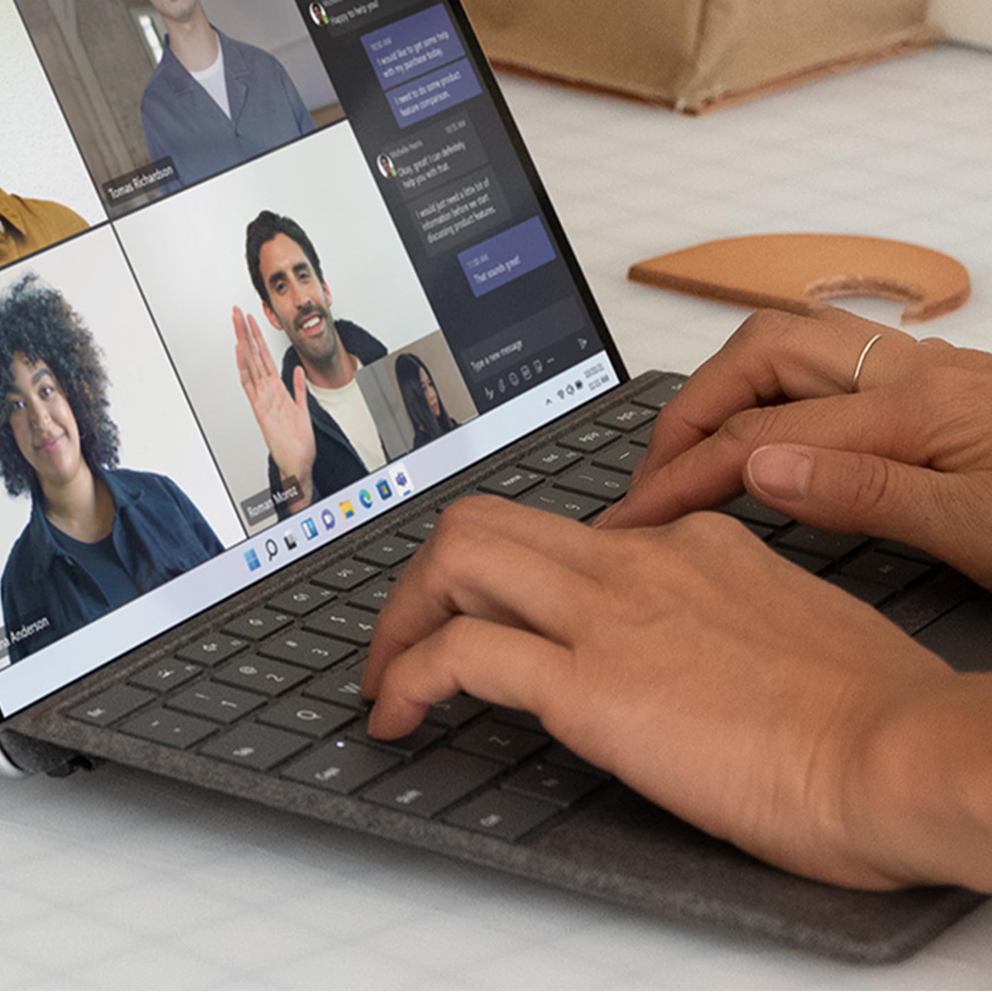 Microsoft Surface Pro Keyboard for Surface Pro 9 and 8 with Pen Storage, Alcantara Material, Sapphire