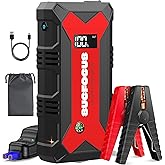 Car Battery Jump Starter, 4000A Battery Jumper Starter Portable (for 9.0L Gas or 7.0L Diesel Engine), Jump Box, Jump Starter Battery Pack with Jumper Cable, LED Light, USB QC3.0 (Red)