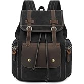 AUGUR Canvas Backpack Unisex 15.6 inch Laptop Backpack Vintage bag leather backpack fot travel/outdoor/hiking Casual Rucksack