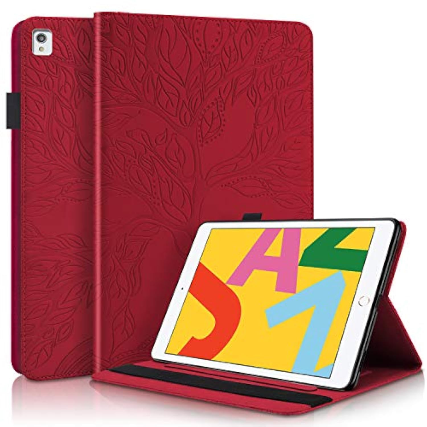 Succtop Case iPad 10.2 7th Generation 2019/iPad 8th Generation 2020 10.2 Case PU Leather Flip Auto Sleep/Wake Pencil Holder Protective Cover Case for iPad Pro 10.5"/iPad Air 3, Red