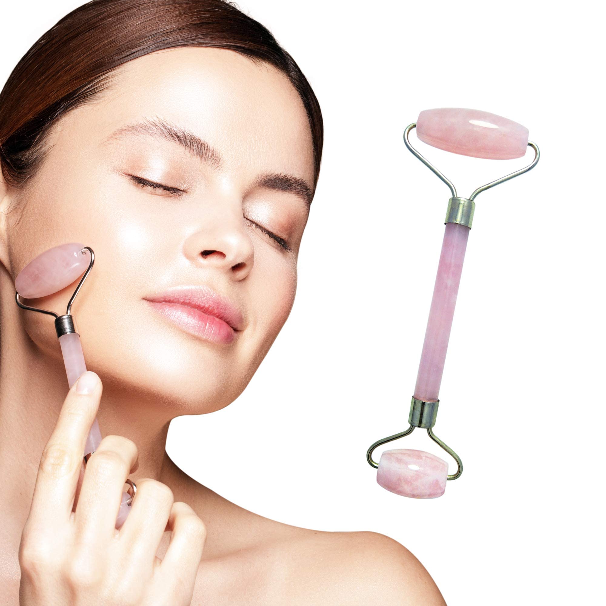 Rose Quartz Jade Roller for Face Massage Anti-Aging, Anti-Wrinkle Beauty Skincare Tool