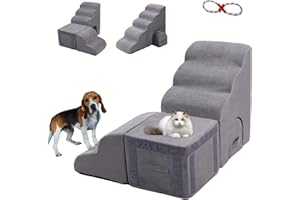 Dog Stairs for High Beds, 26 Inches Dog Steps, LitaiL Dog Stairs for Small Dogs/Cats, Older Injured Pets with Joint Pain, Dog Stairs for Bed 25-30 Inches Tall, Non-Slip 30D High Density Foam…