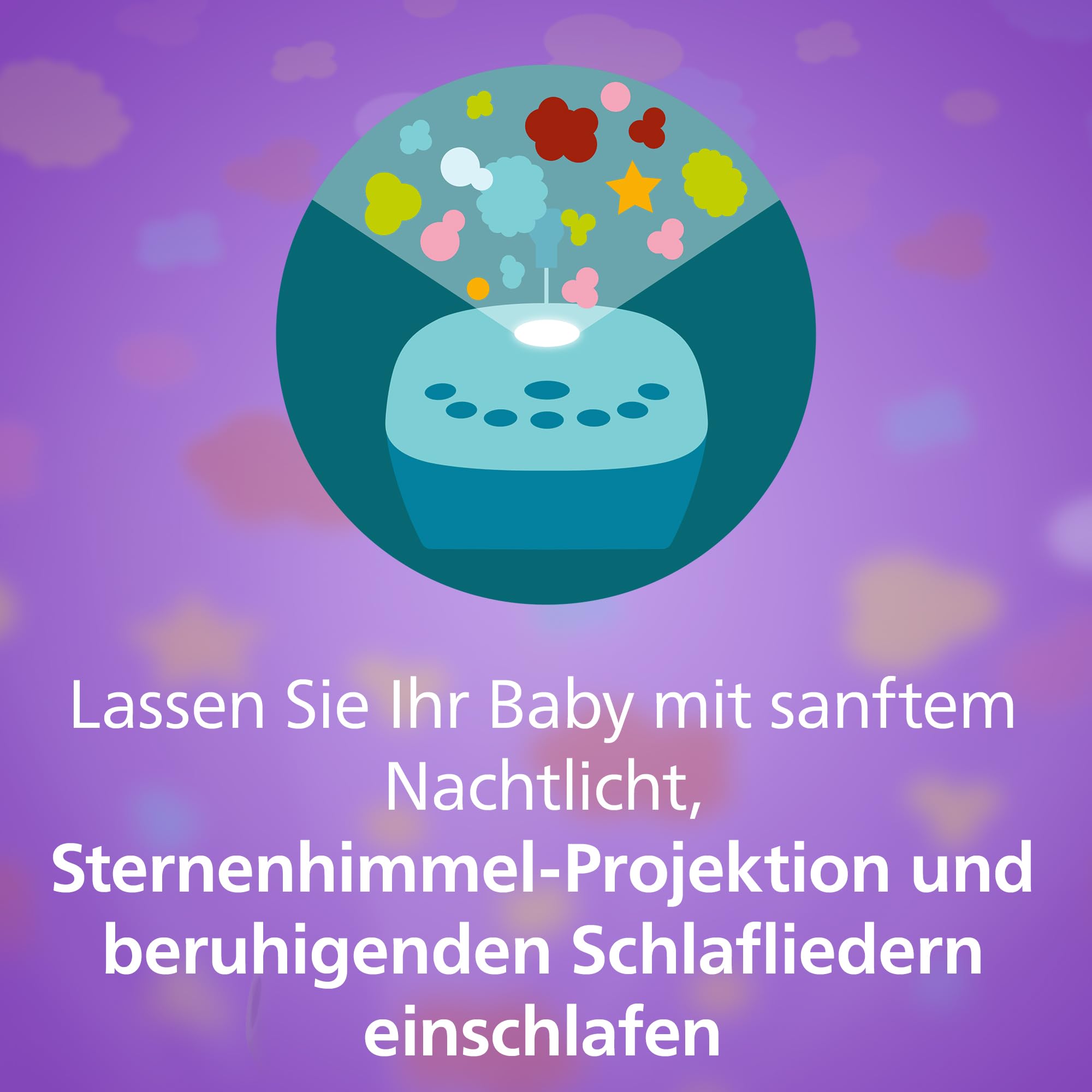 Philips AVENT Audio Babyphone, DECT-Technologie, Eco-Mode, Sternenhimmel, Gegensprechfunktion, Schlaf- und Nachtlieder, 18 Std. Laufzeit, maximale Reichweite, weiß (Modell SCD733/26) 5