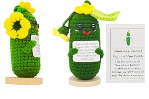 qyqkfly 1 Pcs of Mini Cute Funny Emotional Pickles Mental Support Pickle Breast Cancer Gifts for Women Crochet Easter Birthday Christmas Girls Gift Party Decor(Pickle 03)