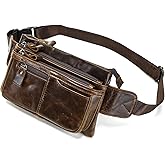 Genuine Leather Fanny Pack Crossbody sling bags zipper Waist Purse Oilcoffee