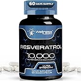 WELLNESS LABSRX Resveratrol Supplement 1000mg, 120 Capsules (60 Days Supply), Ultra-Strength High Purity Trans-Resveratrol for Healthy Aging, Anti-Aging and Heart Health Support - Vegan, Keto