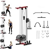 Garvee Wall Mount Cable Machine, Dual Pulley System with 19 Positions | 400LB Capacity, LAT Pulldown &amp; Cable Crossover, Space-saving, 5 Attachments Included, Wall Mounted for Garage Home Gym