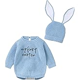 Amnnchya My First Easter Baby Girl Boy Outfit Newborn Knit Sweater Long Sleeve Oversized Pullover Sweatshirt Romper