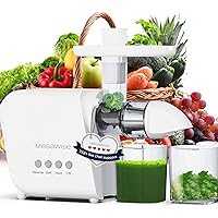 MegaWise Pro Slow Masticating Juicer 95% Juice Yield | 2| 2 Speed Modes 9 Segment Spiral Cold Press Extractor Machine for Veg