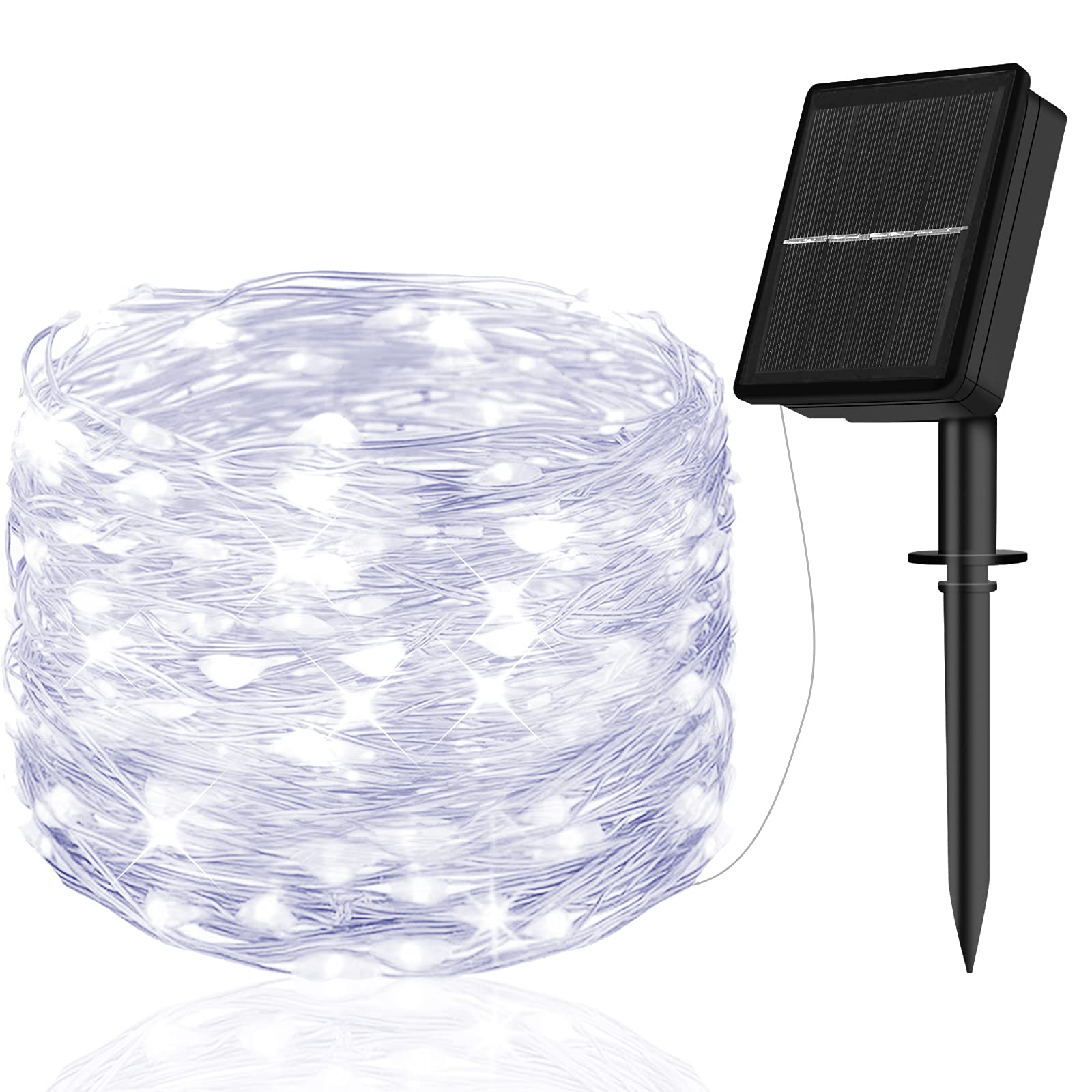 cshare Solar String Lights Outdoor, 10M 100 LED Solar Garden Lights Waterproof 8 Modes Copper Wire Fairy Lights for Patio Garden Yard Party Christmas Indoor/Outdoor Decorations (Cool White)