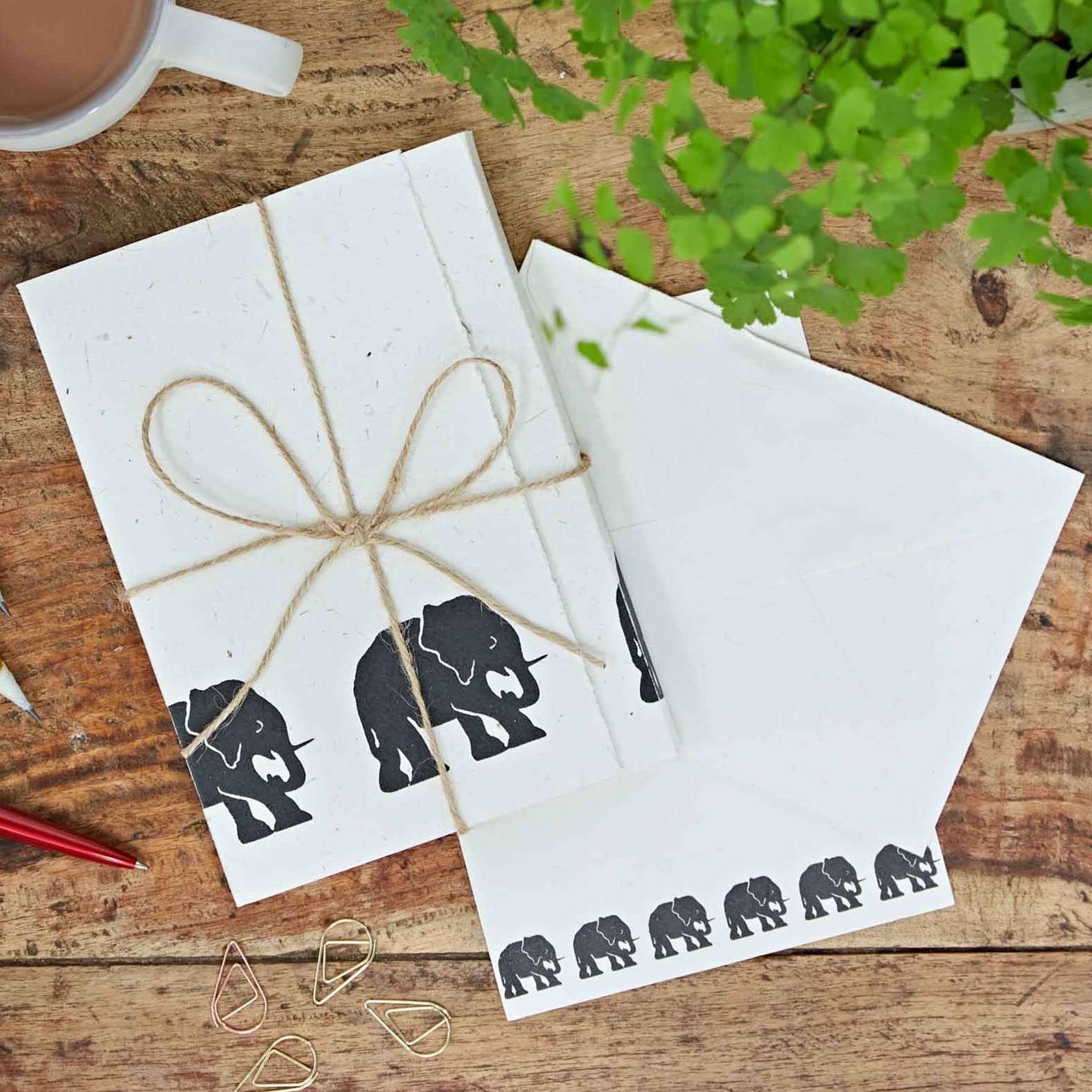 Elephant Dung Letter Writing Set - 20 Sheets of Eco-Friendly Paper and 10 Envelopes - Unusual Letter and Envelope Set - Genuine Elephant Poo - Fair Trade and Handmade Elephant Gifts for Men and Women