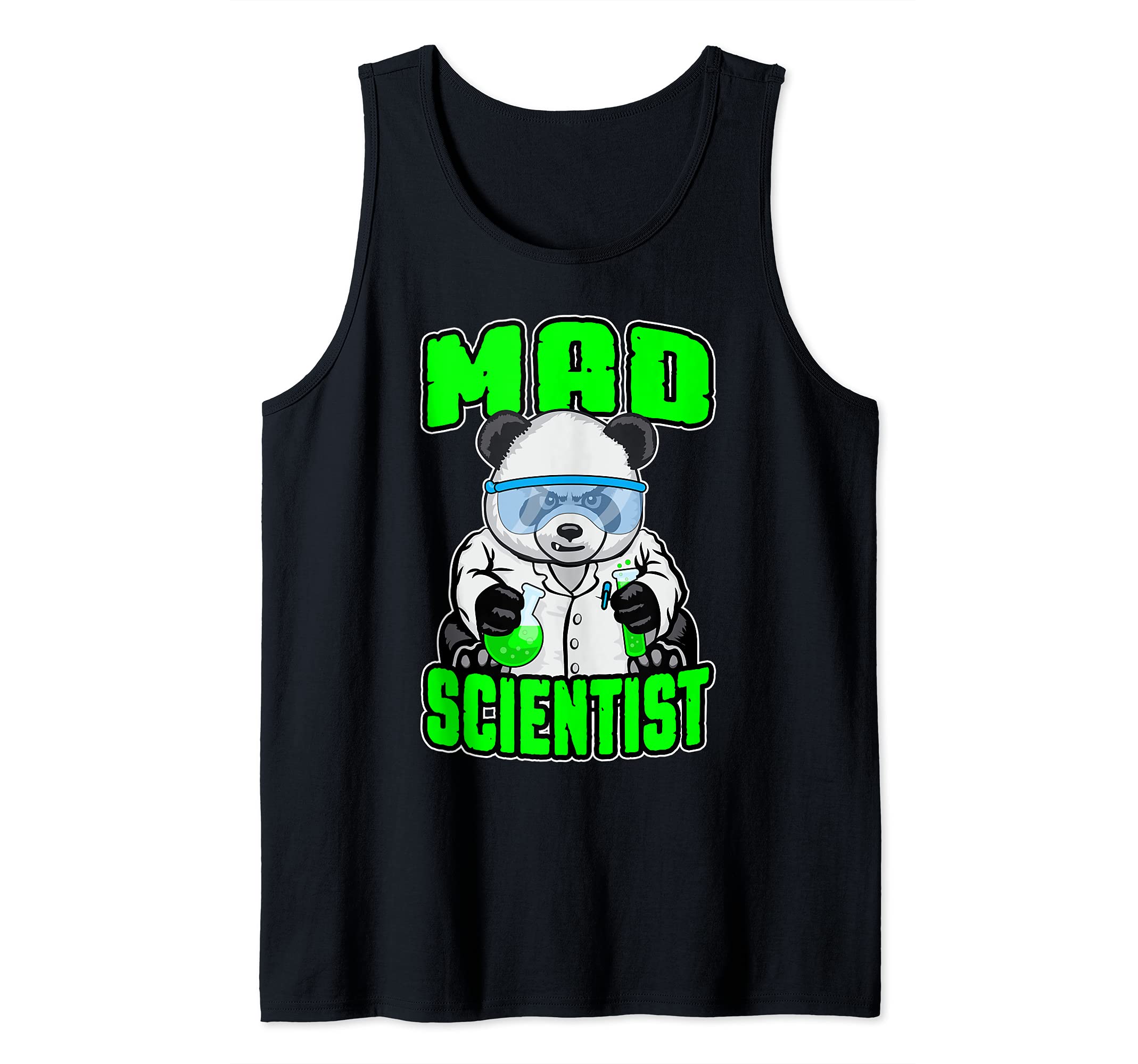 Mad Scientist Panda Bear Funny Animal STEM Science Geek Tank Top